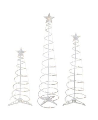 Northlight 3' 4' and 6' Lighted Warm White Outdoor Spiral Christmas Cone Trees Set of 3 LED