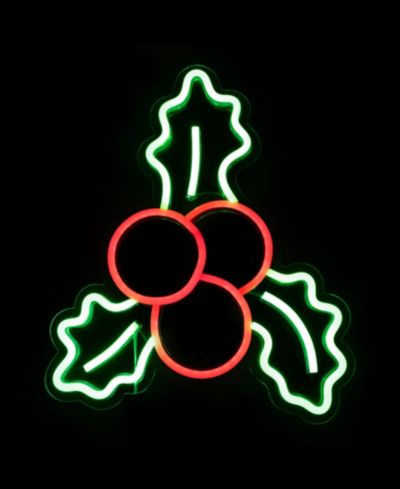 Northlight 12" LED Lighted Neon Style Holly Berries Christmas Window Silhouette