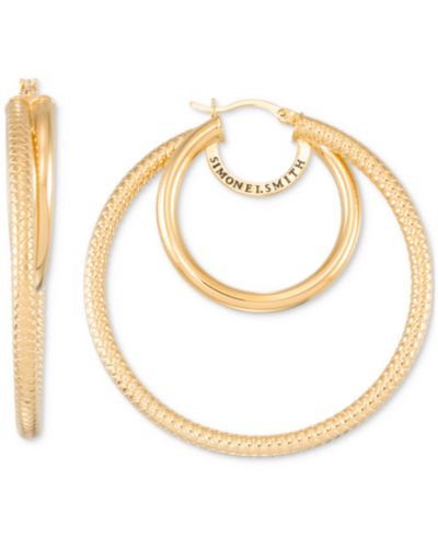 Серьги-кольца Simone I. Smith с двойной полировкой из золота 18k поверх стерлингового серебра (45mm)