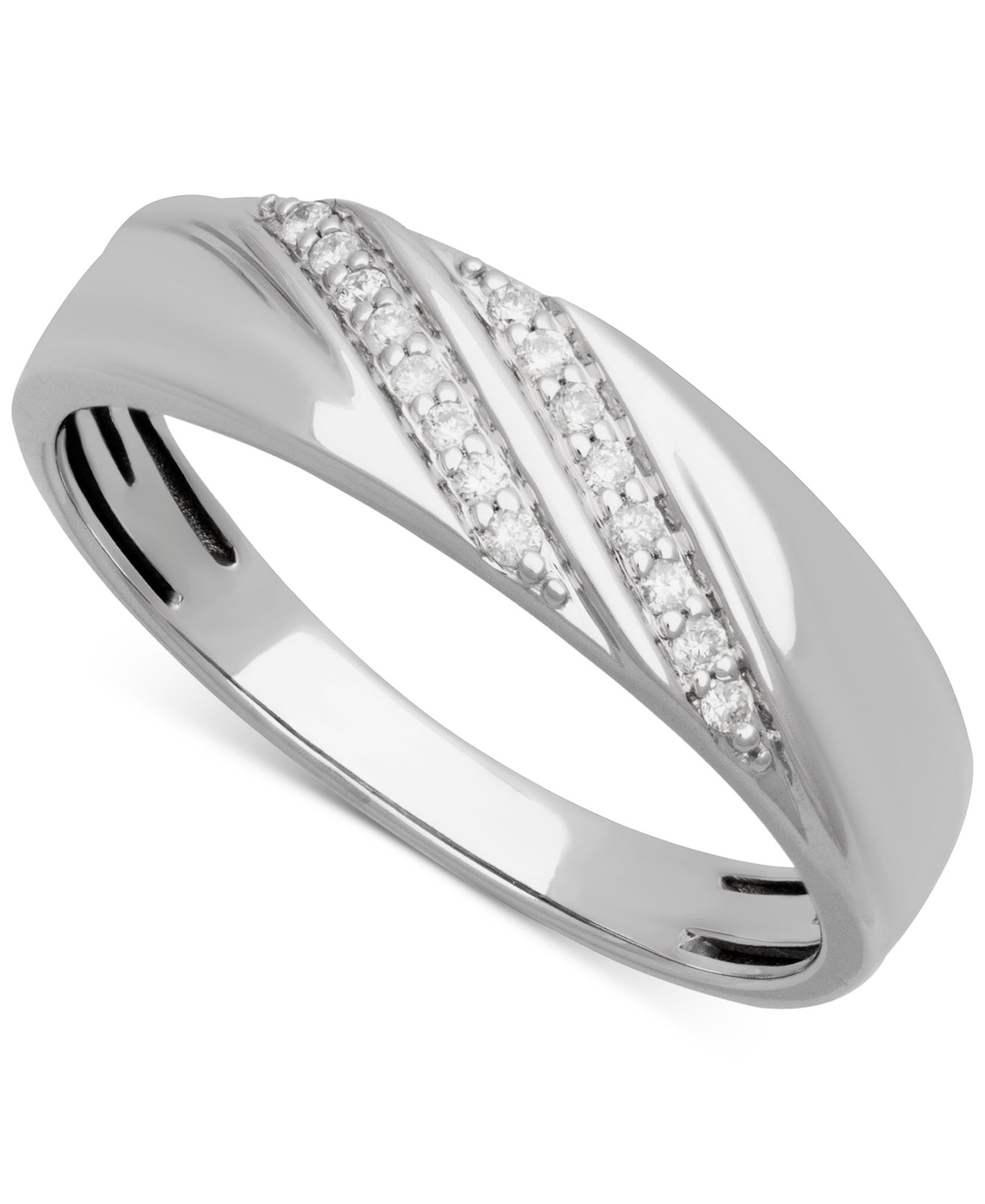 Men's Diamond Diagonal Two Row Wedding Band (1/10 ct. t.w.) in 14k White Gold