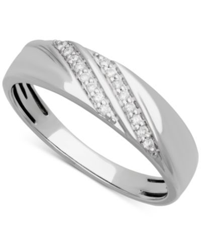 Мужское обручальное кольцо Diamond Diagonal Two Row в 14k White Gold