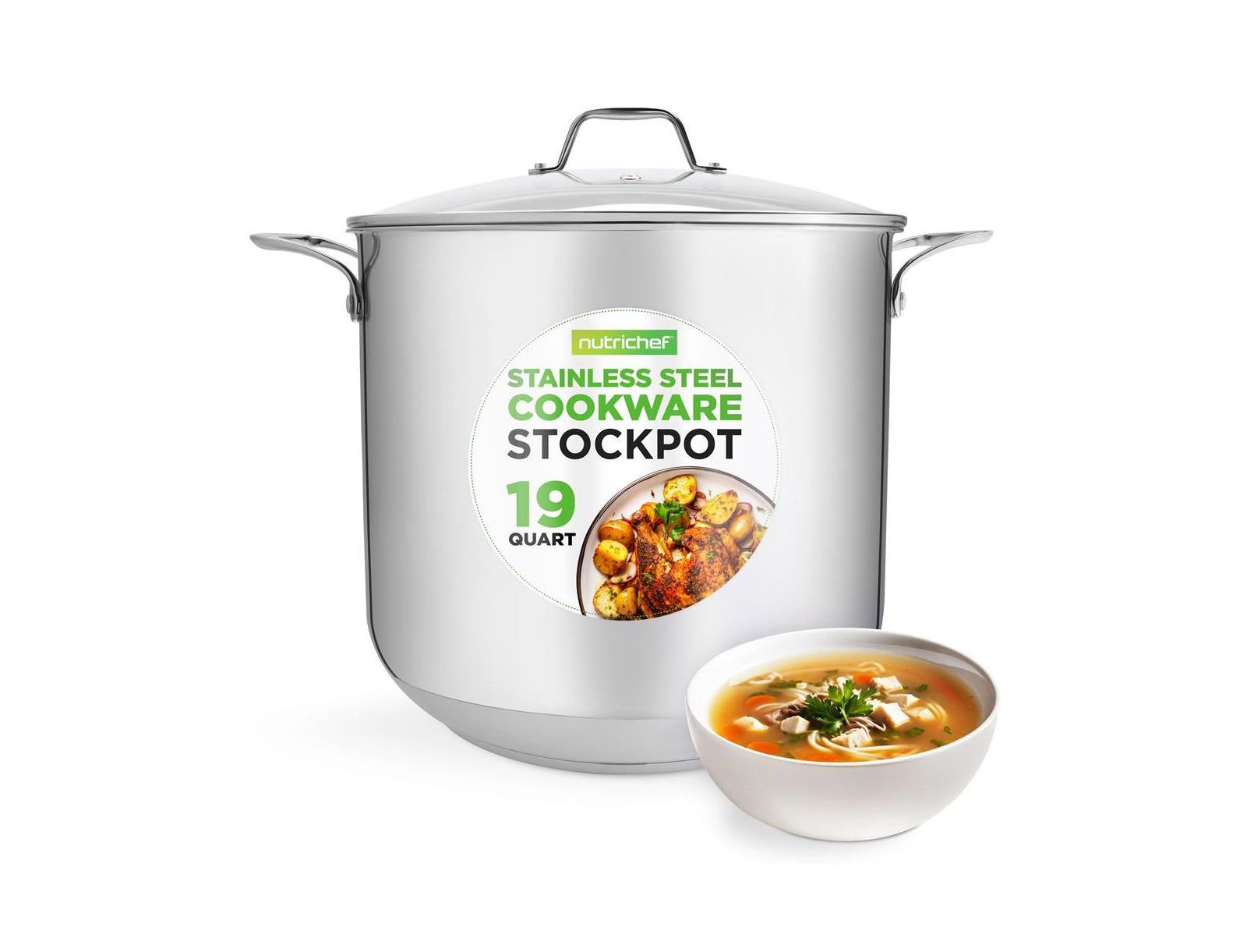 Нержавеющая кастрюля NutriChef, 19 Quart, для индукции