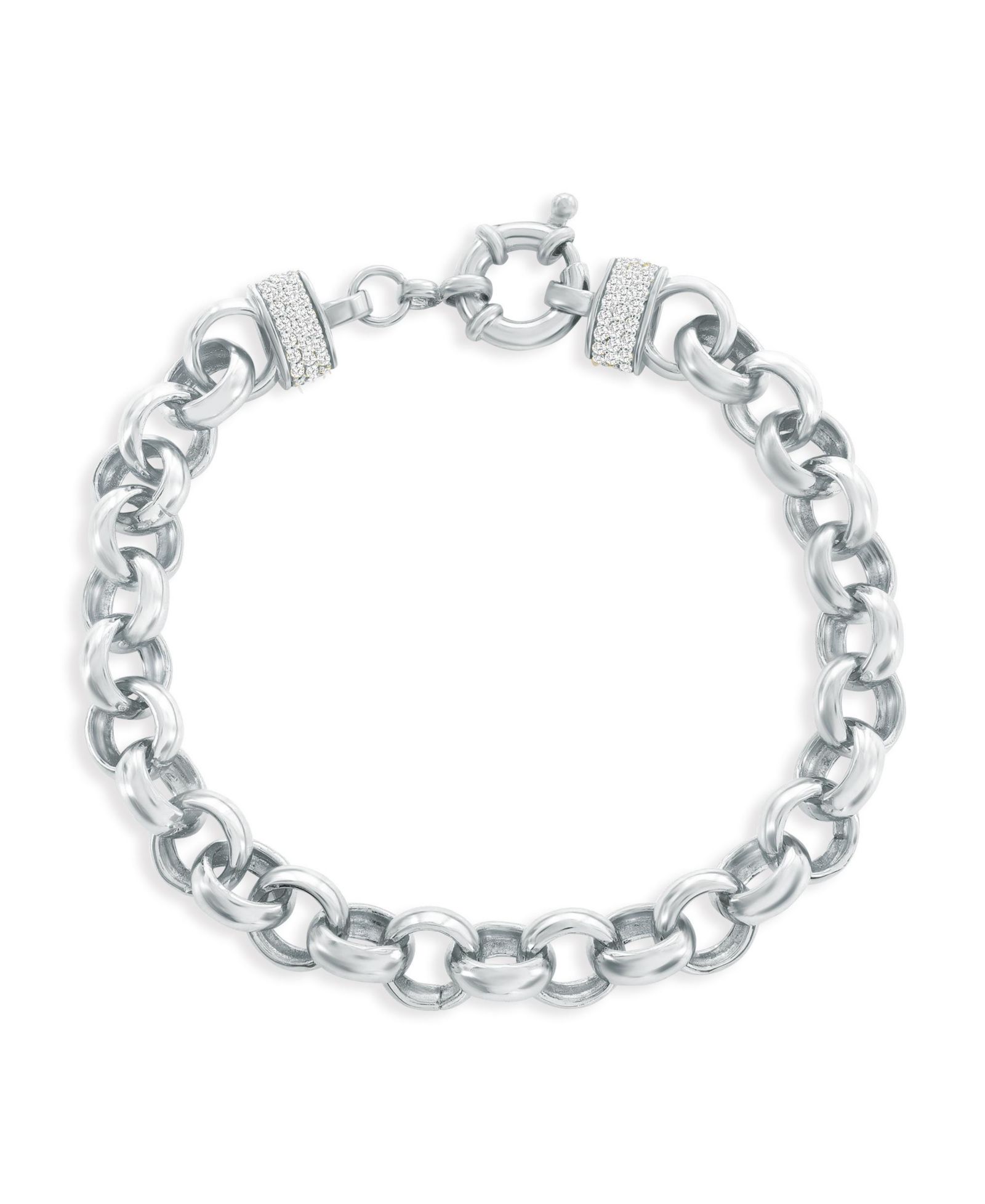 Браслет Simona Sterling Silver Heavy Chain Link CZ