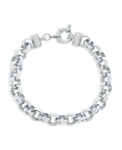 Браслет Simona Sterling Silver Heavy Chain Link CZ