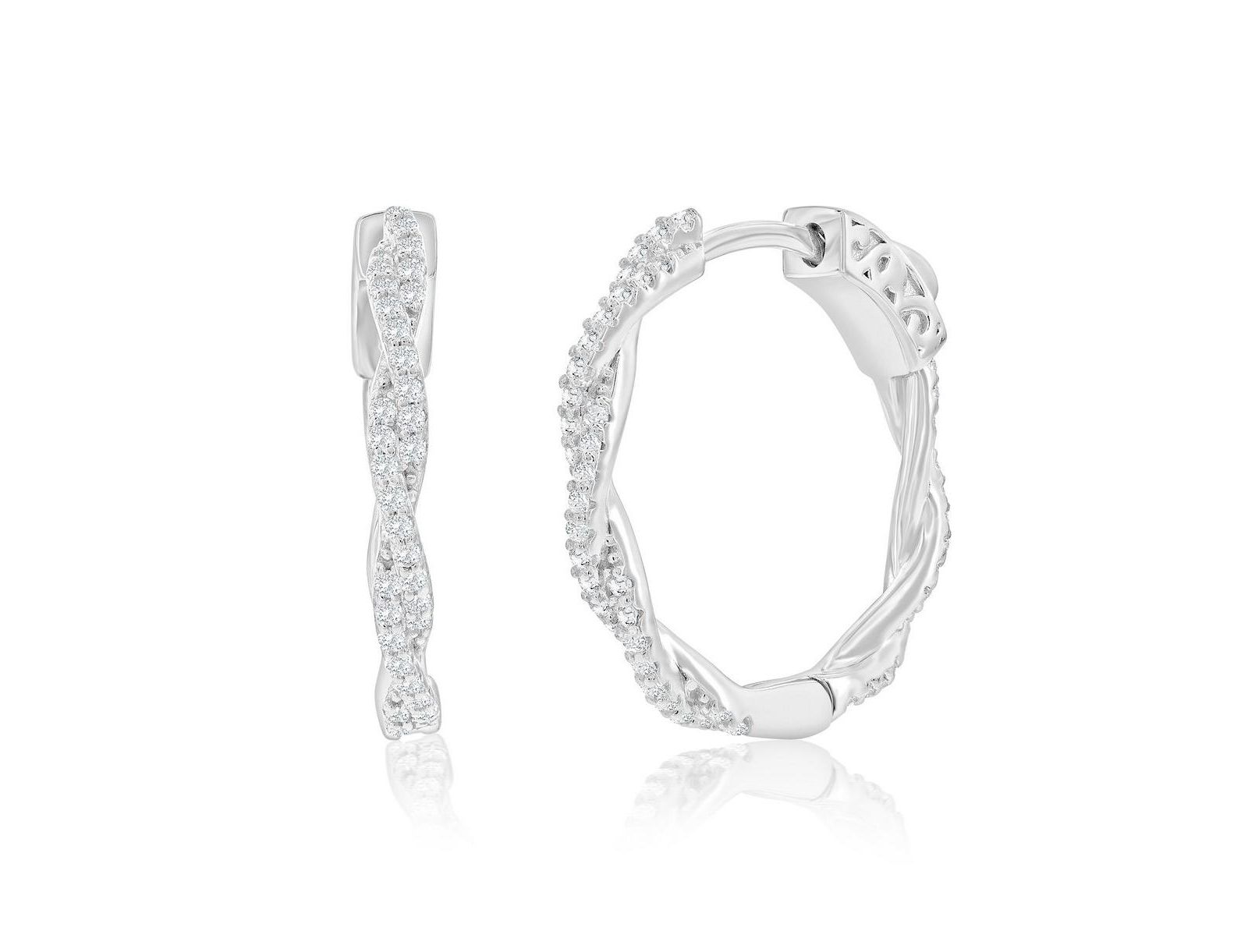 Серьги-кольца Simona из стерлингового серебра 21mm с витым CZ