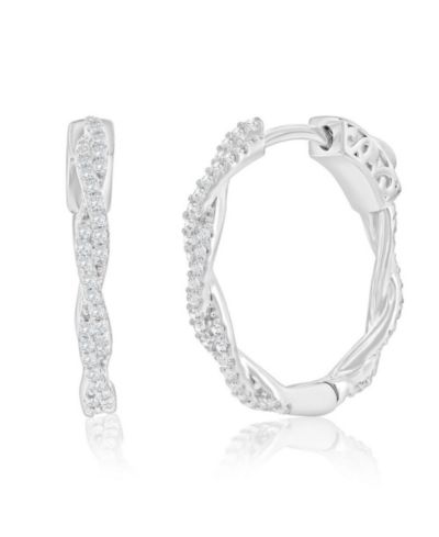 Серьги-кольца Simona из стерлингового серебра 21mm с витым CZ