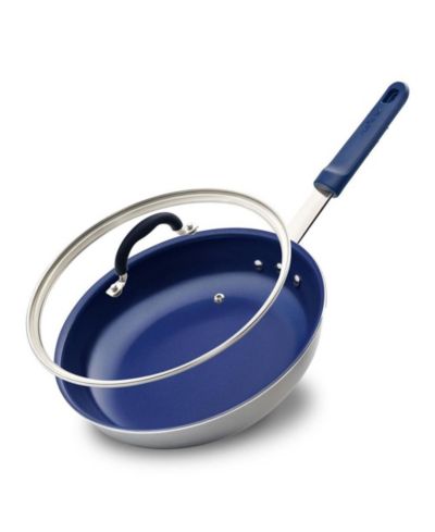 NutriChef 8'' Small Fry Pan with Lid - Non-stick Pan with Silicone Handle, Ceramic Coating Inside