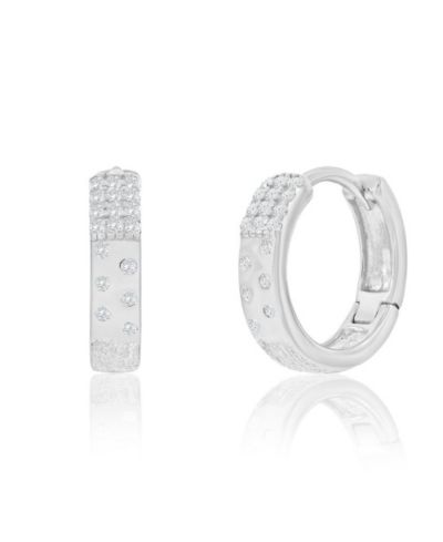 Simona Серебряные серьги-кольца Small CZ & Brushed