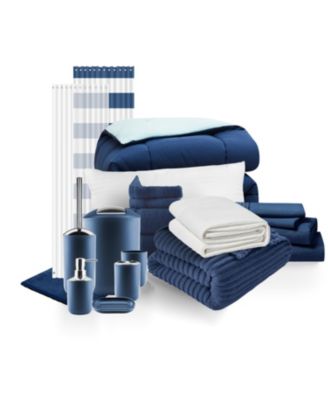 23 Piece Complete College Dorm Room Essentials Bedding & Bath Bundle - Twin XL - Hunter And Sage