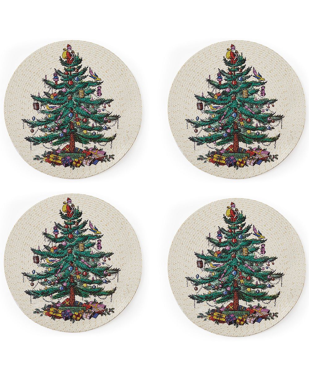 Spode Christmas Tree Подставки под тарелки из полиэстера, 4 шт., 15" x 15"