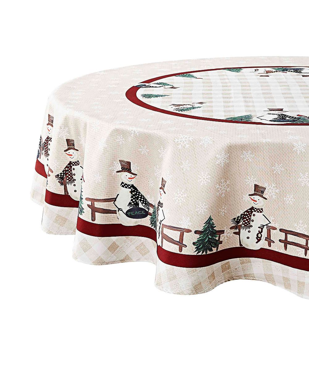 Avanti Country Snowman Polyester Tablecloth, 70" Round