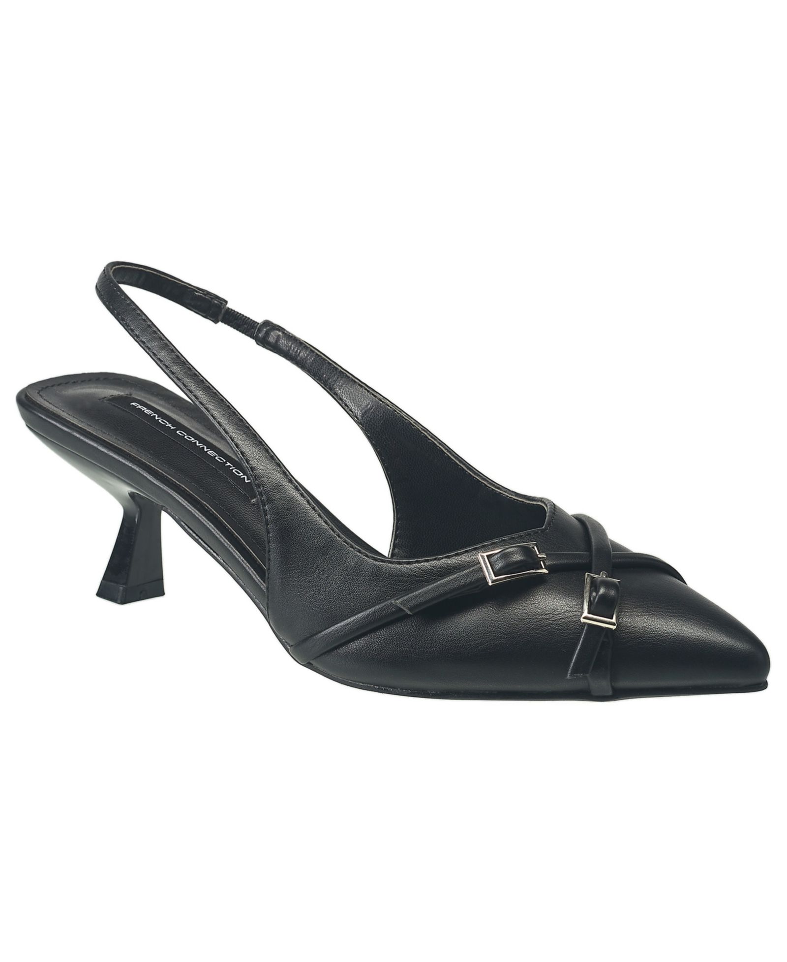 French Connection Womens Buckles Slingback Kitten Heel