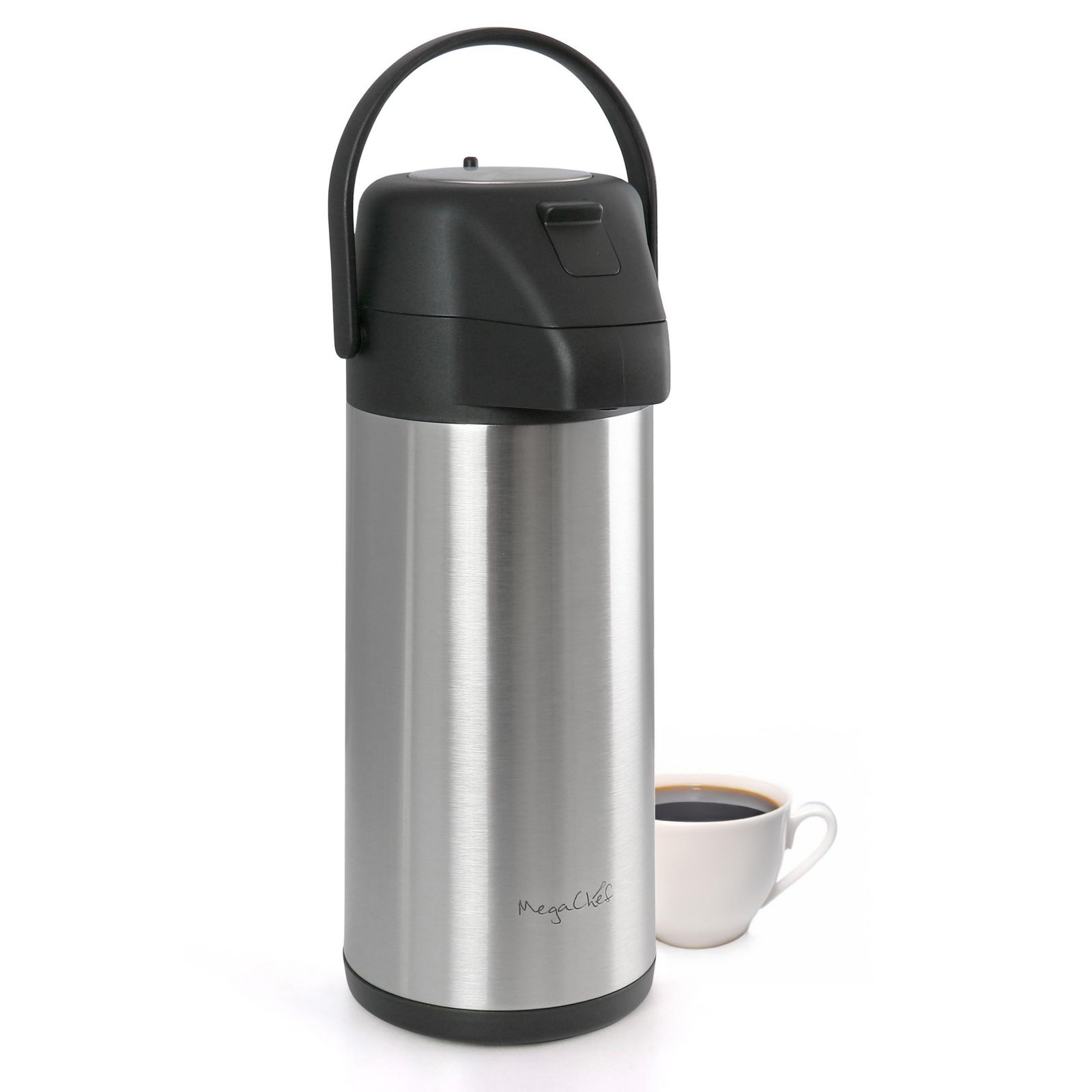 MegaChef 3 Quart Stainless Steel Vacuum Body Pump Cap Air Pot