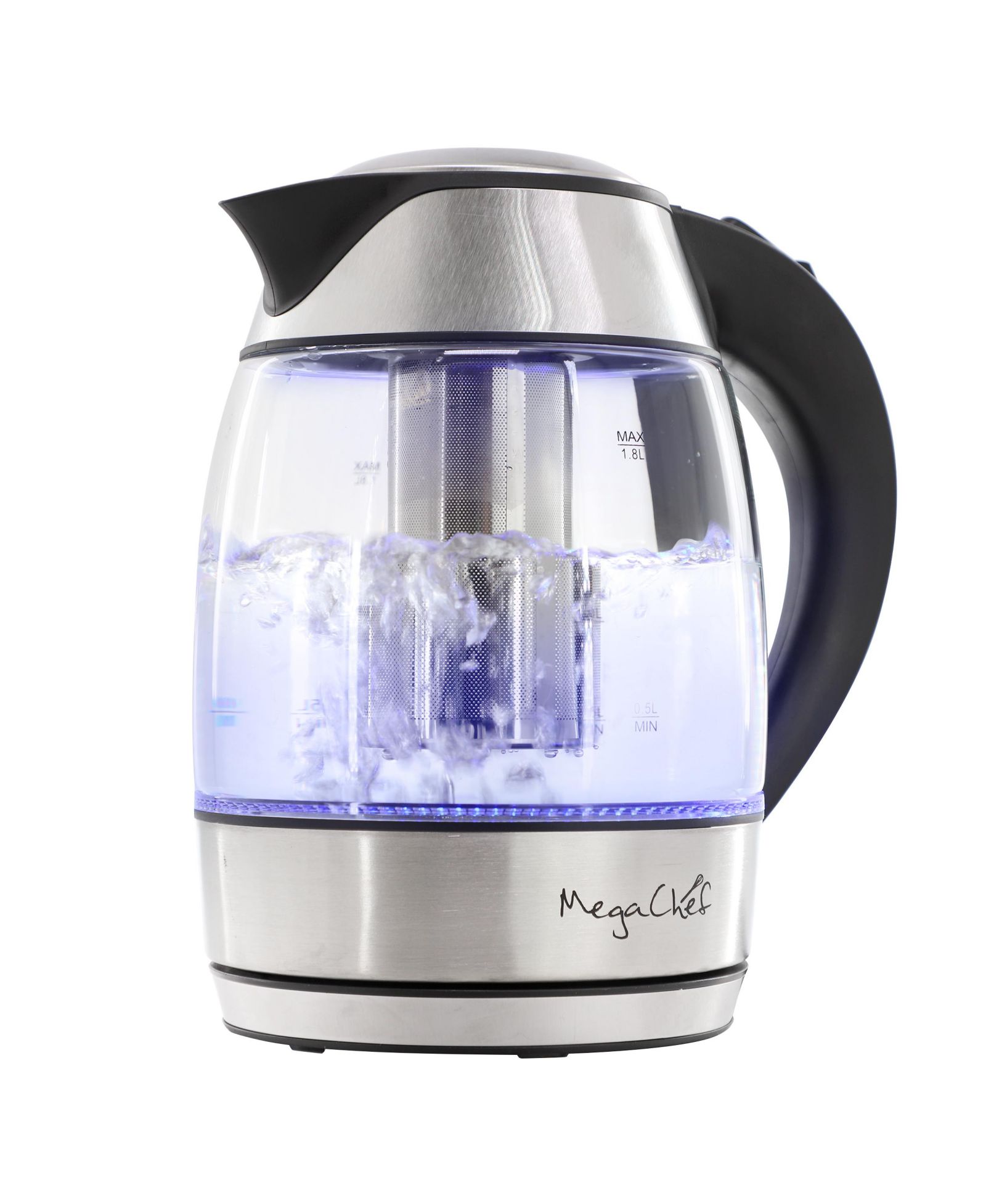 Электрический чайник MegaChef 1.8 Quart Glass Body and Stainless Steel с инфузером