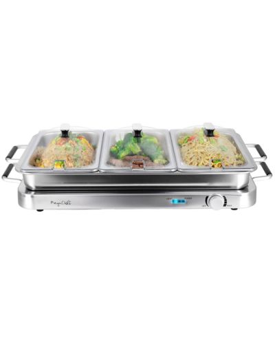 MegaChef 3-in-1 Electric Chaffing Buffet Server and Warming Tray with Triple 2.63 Quart Trays and 8.6 Quart Baking Pan