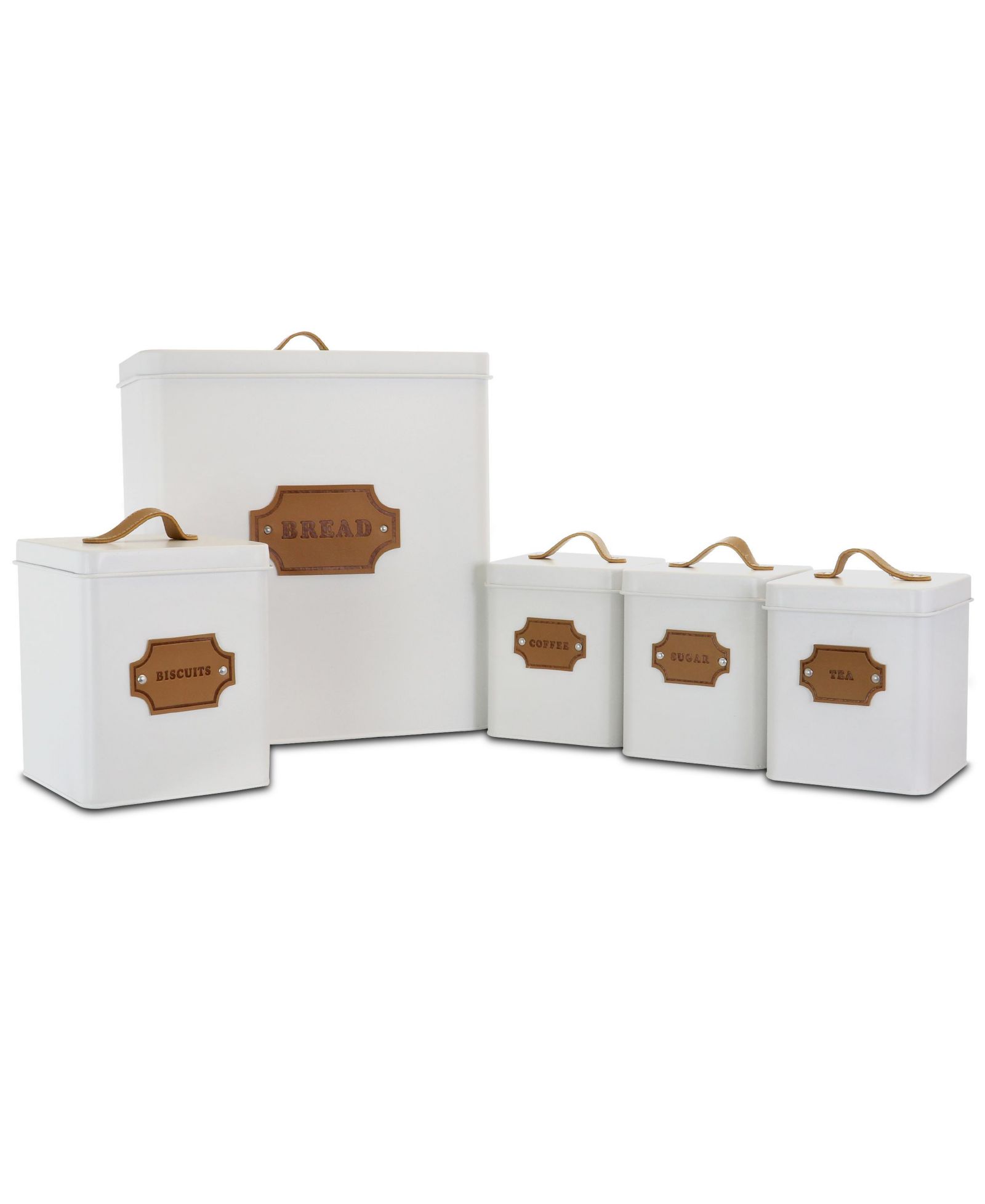 Набор контейнеров для хранения продуктов MegaChef Kitchen 5 Piece Canister Set в белом цвете