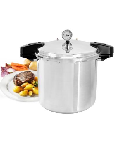 MegaChef 24 Quart Large Capacity Aluminum Stovetop Pressure Cooker for Induction and Gas Stove-Tops