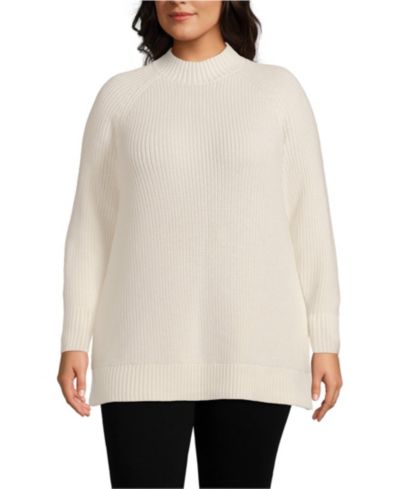 Lands' End Plus Size Drifter Shaker Easy Fit Mock Neck Tunic Sweater