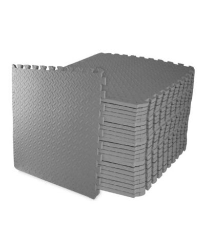 BalanceFrom Fitness 96 Sq Ft Interlocking EVA Foam Exercise Mat Tiles, Gray