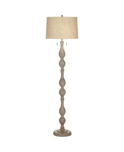 Напольный торшер Barnes and Ivy Tuscan Chic 62 1/2" Tall Standing Floor Lamp Pull Chain Gray Natural Faux Wood Finish