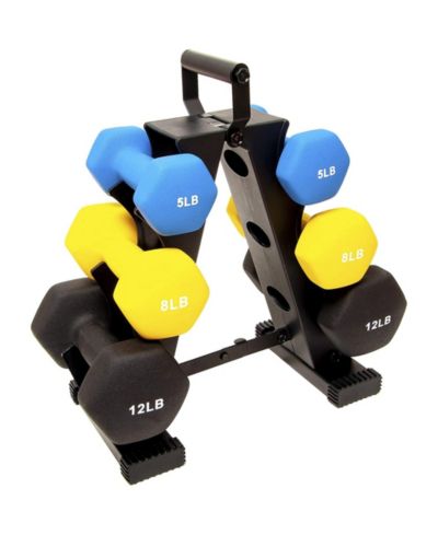 BalanceFrom Fitness набор гантелей с неоновым покрытием, 5, 8 и 12 фунтов, со стойкой