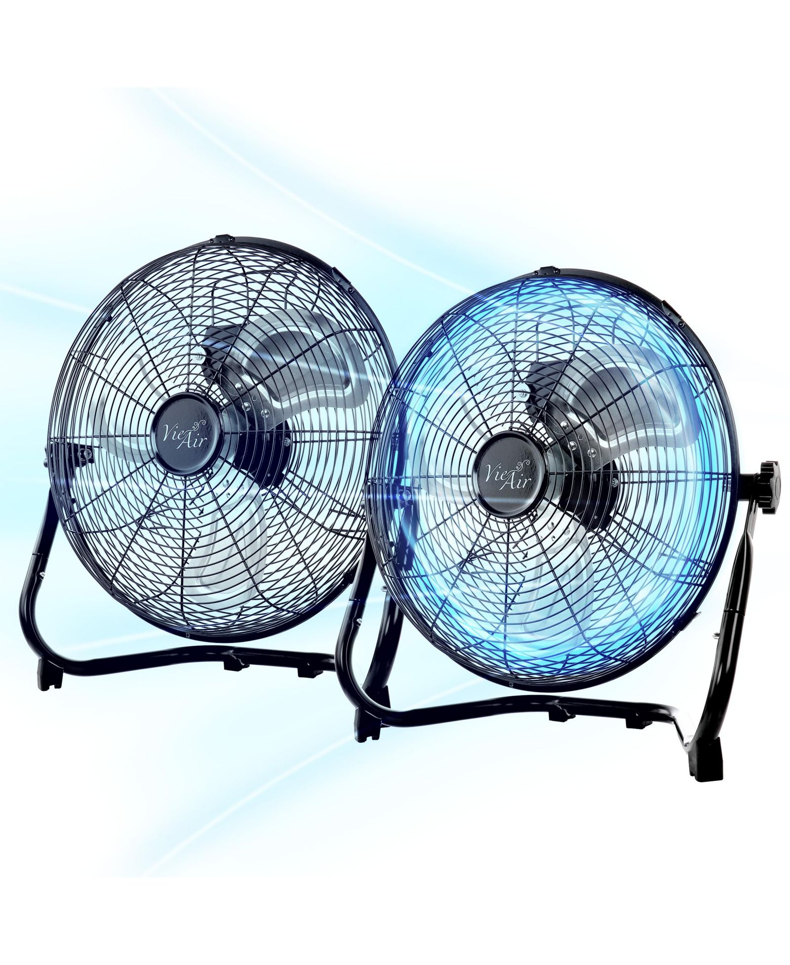 Vie Air 20 Inch Twin Pack Industrial Tilting High Velocity 3 Speed Metal Floor Fan