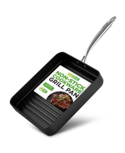 NutriChef 11   Hard-Anodized Nonstick Grill & Griddle - Dishwasher Safe Nonstick Grill Pan