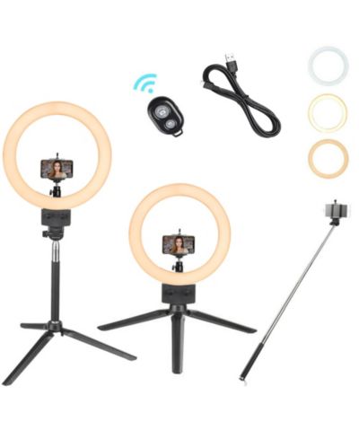 Yescom 8" Dimmable LED Ring Light with USB Phone Holder for Smartphones