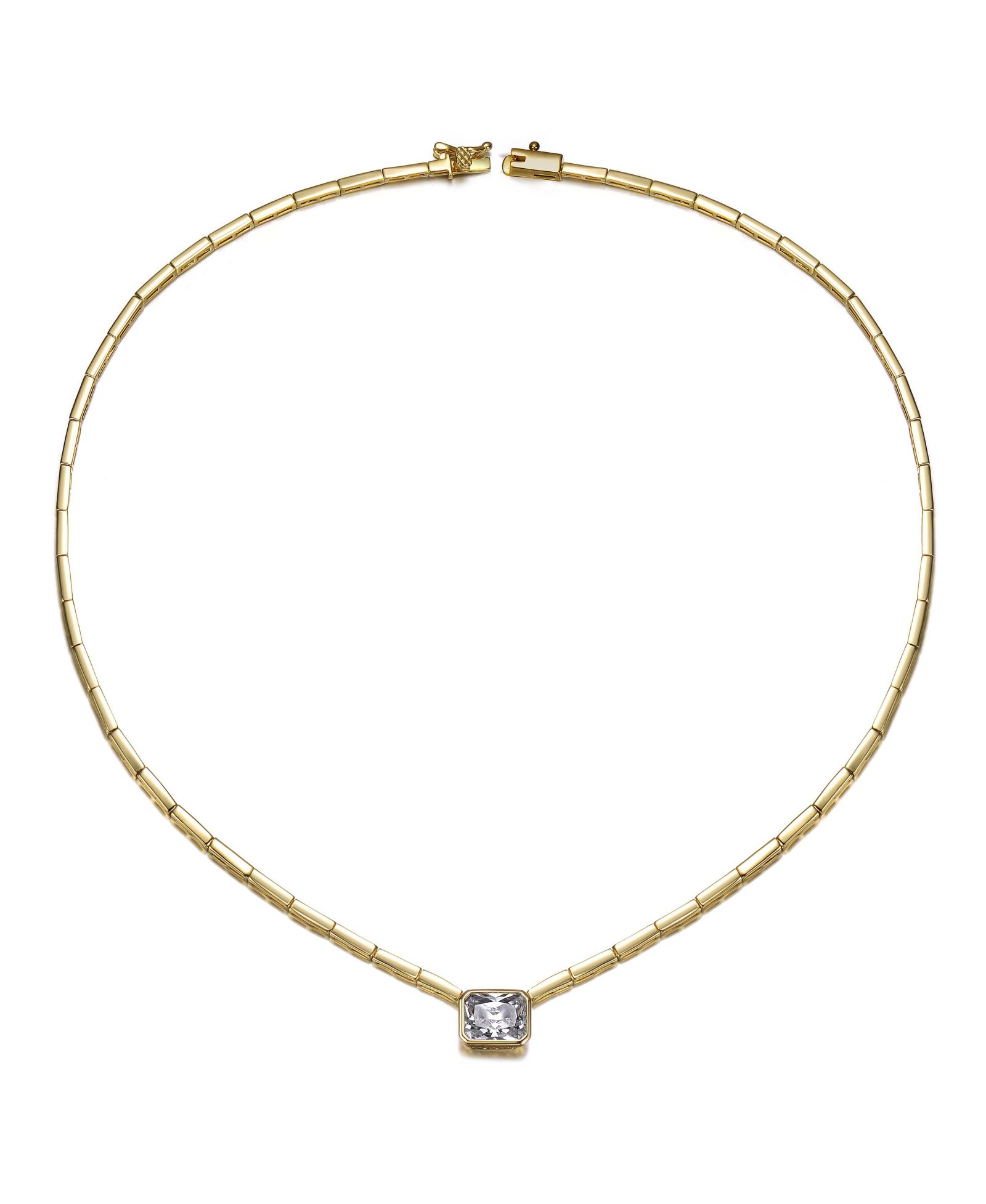 Rachel Glauber Dainty ожерелье с подвеской CZ в позолоченном серебре 14K