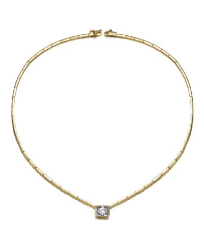 Rachel Glauber Dainty ожерелье с подвеской CZ в позолоченном серебре 14K