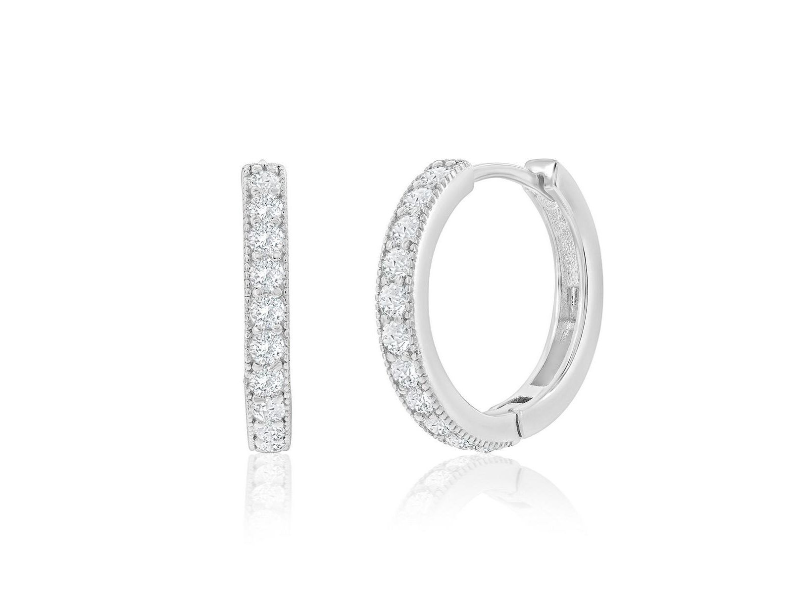 Simona Sterling Silver 19mm CZ Hoop Earrings