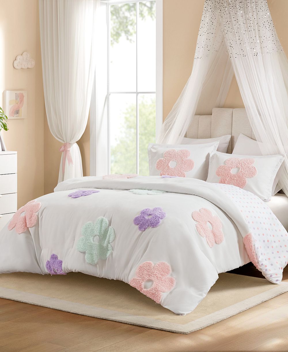 Комплект из 3 предметов Intelligent Design Gracie Floral Reversible Duvet Cover