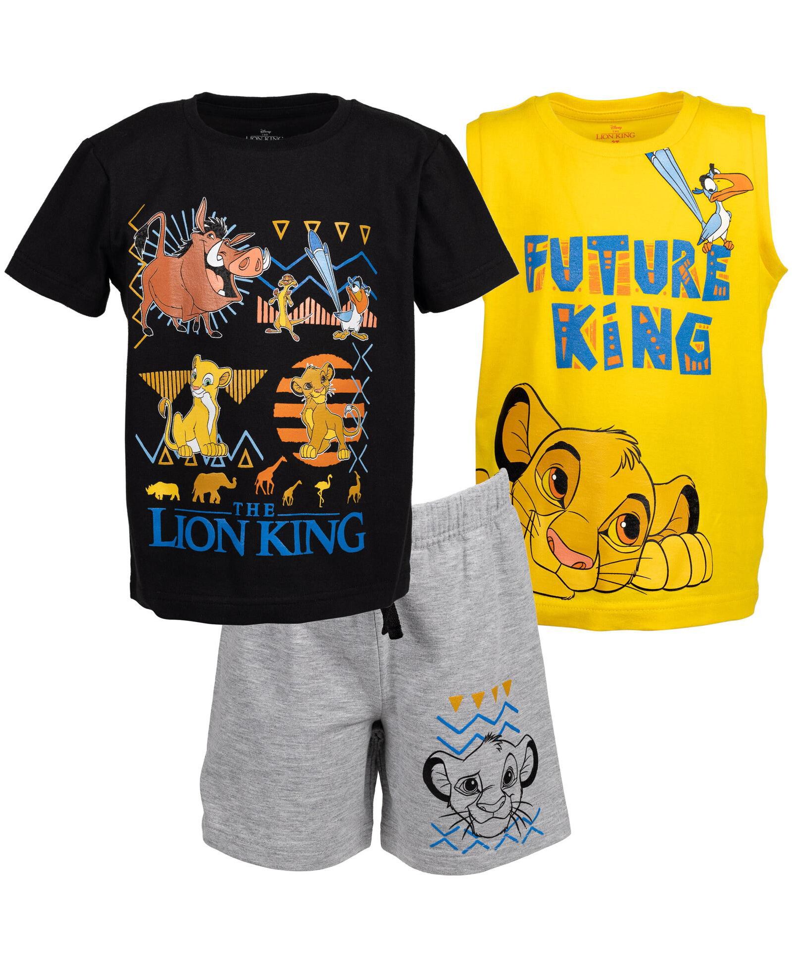 Детский комплект Disney: футболка Lion King, Mickey Mouse, Cars и шорты, 3 предмета