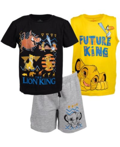 Детский комплект Disney: футболка Lion King, Mickey Mouse, Cars и шорты, 3 предмета