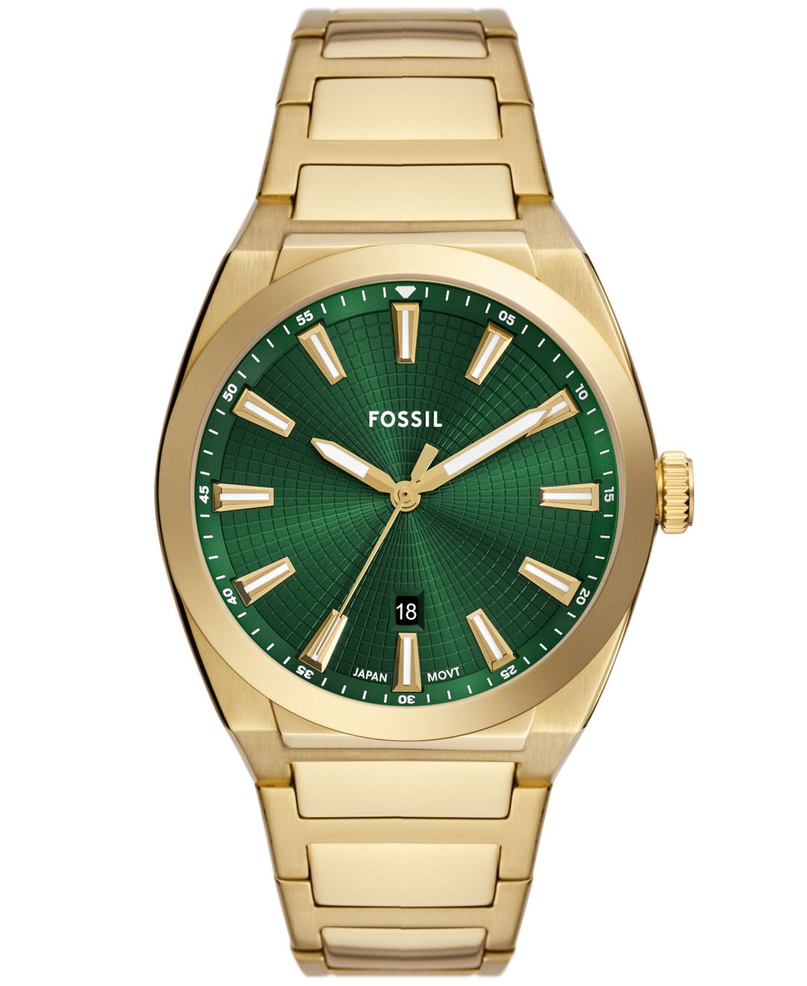 Fossil Men's Everett Three-Hand Date Gold-Tone Stainless Steel Watch, 42mm