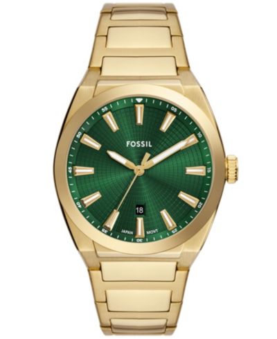 Мужские наручные часы Fossil Everett Three-Hand Date Gold-Tone Stainless Steel 42mm