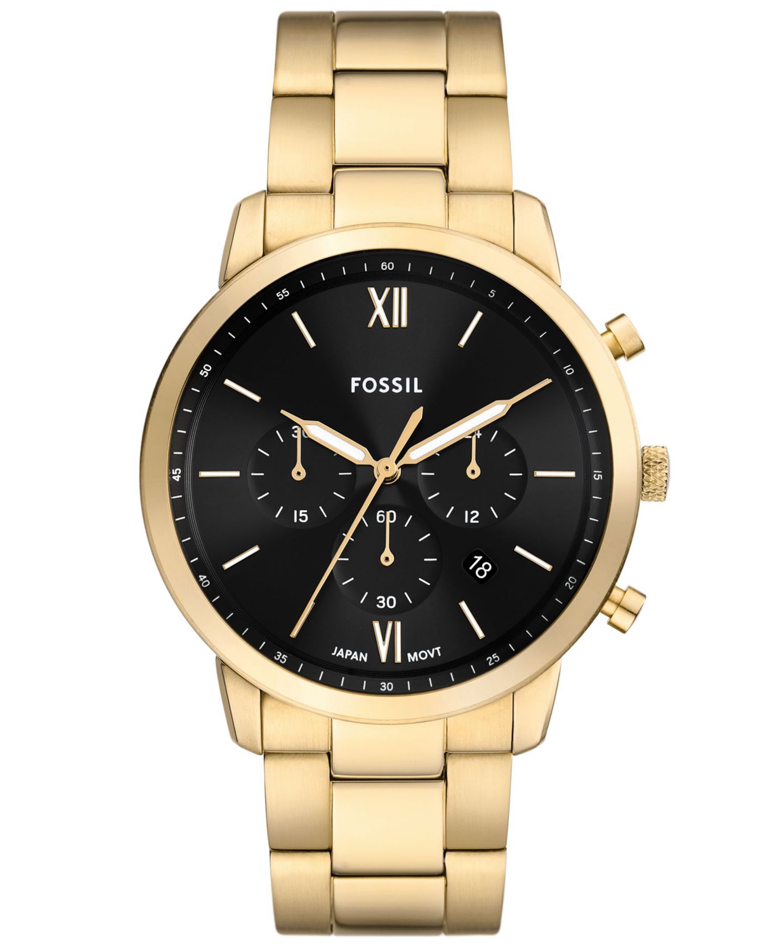 Fossil Мужские часы Neutra Chronograph, золото, сталь, 44mm