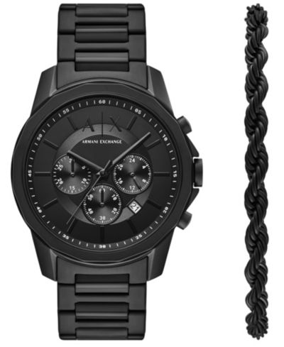 A|X Armani Exchange Men's Quartz Chronograph Black Stainless Steel Watch 44mm