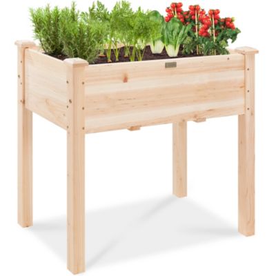 Best Choice Products 34x18x30in Raised Garden Bed, Elevated Wood Planter Box for Kids, Patio w/ Bed Liner