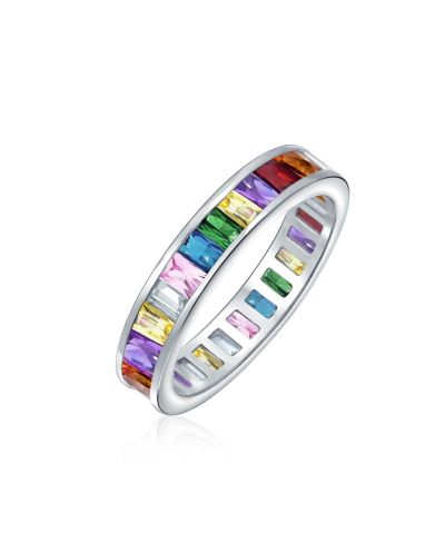 Кольцо Bling Jewelry Eternity с изумрудно-багетным огранением CZ, 925 Sterling Silver