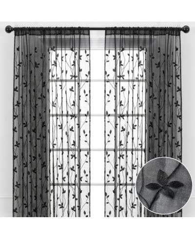 Chanasya Premium Embroidered Vine Curtains - Sheer Curtains 2 Panels