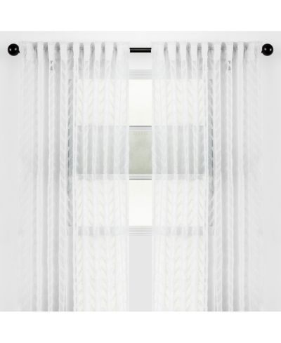 Chanasya Premium Panel Moroccan Embroidered Design Textured Sheer Curtain Panels for Windows Living Room Bedroom Kitchen Office Curtains and Drapes