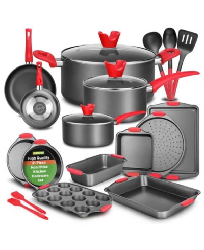 NutriChef Kitchenware Pots & Pans - High qualified Basic Kitchen Cookware Set, Non-Stick Bakeware with Utensils (21-Piece Set)