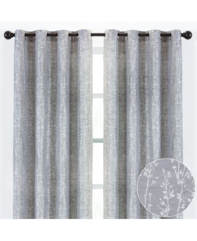 Chanasya 2 Panel Teal Jacquard Curtains 52x84, Floral Textured Grommet Drapes, Partial Room Darkening for Living Room Partial Room Darkening