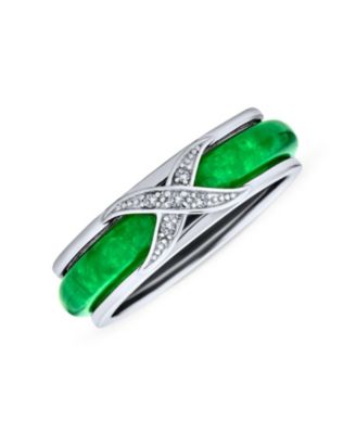 Серебряное кольцо Bling Jewelry с зеленым нефритом и CZ
