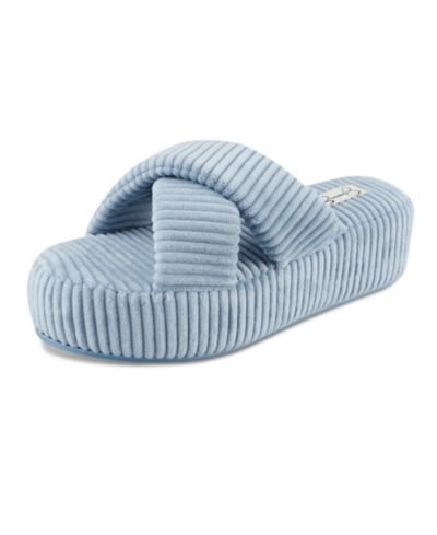 Женские тапочки-мюли Jessica Simpson Women's Ribbed Terry Cross Band Slide Platform
