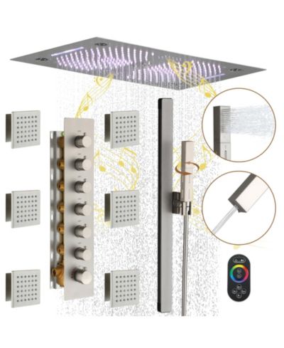 CASAINC 6-Spray Dual Shower Head Ceiling Mount Fixed Handheld Shower System Faucet