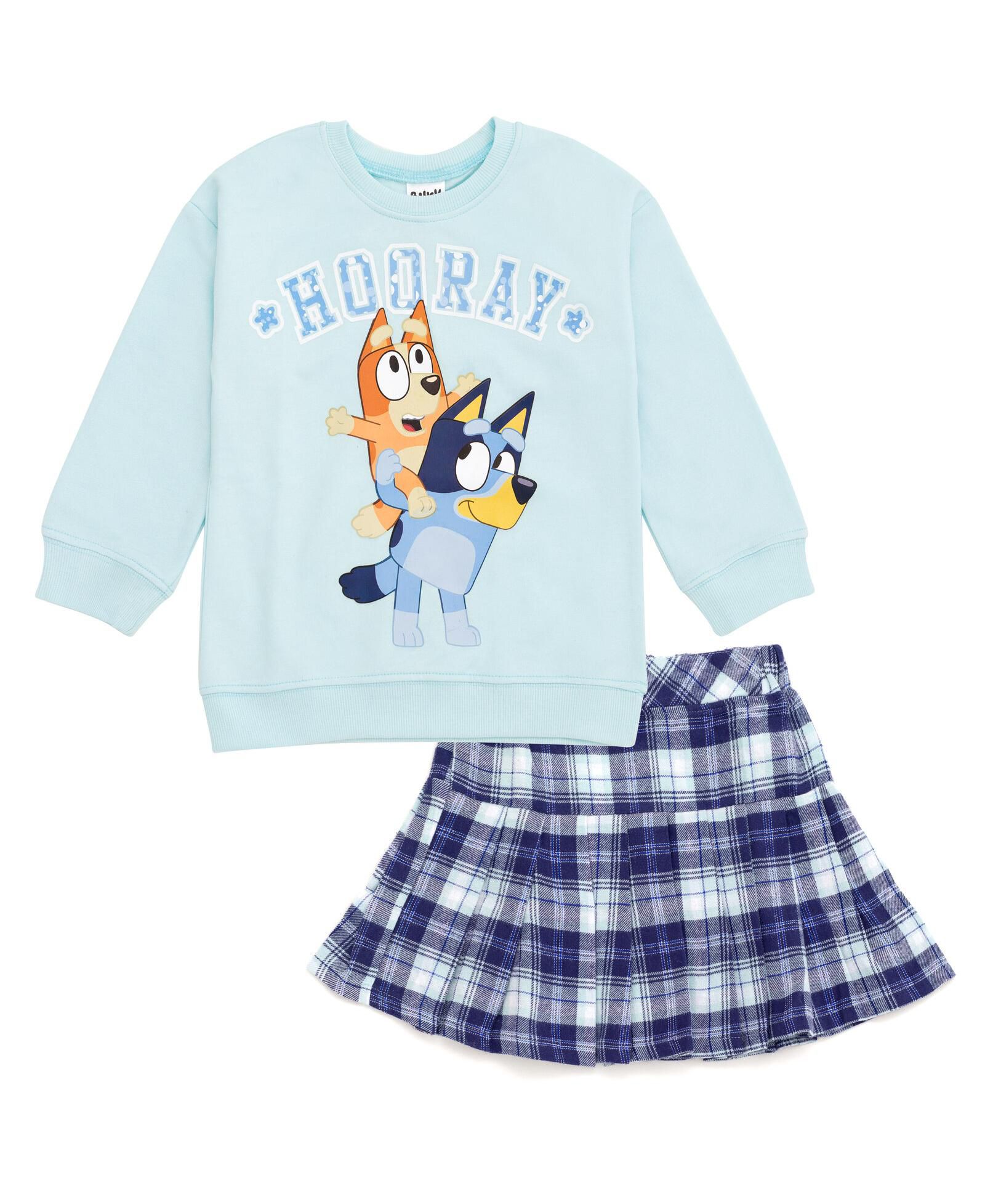 Bluey girls (6-12) Fleece Sweatshirt and Pleated Skirt