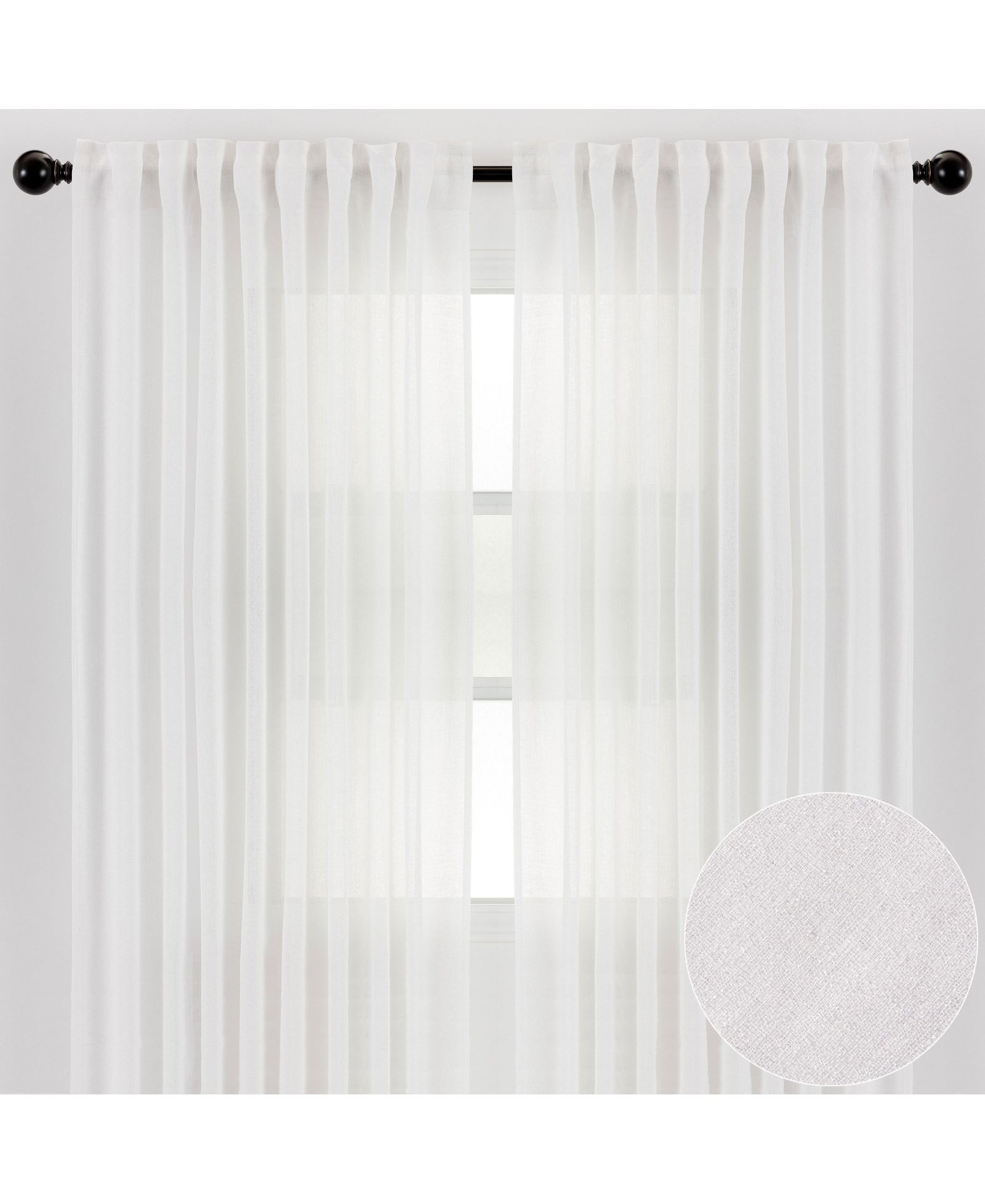 Шторы Chanasya 2-Panel Faux Belgian Flax Semi-Sheer Textured для гостиной, спальни и патио