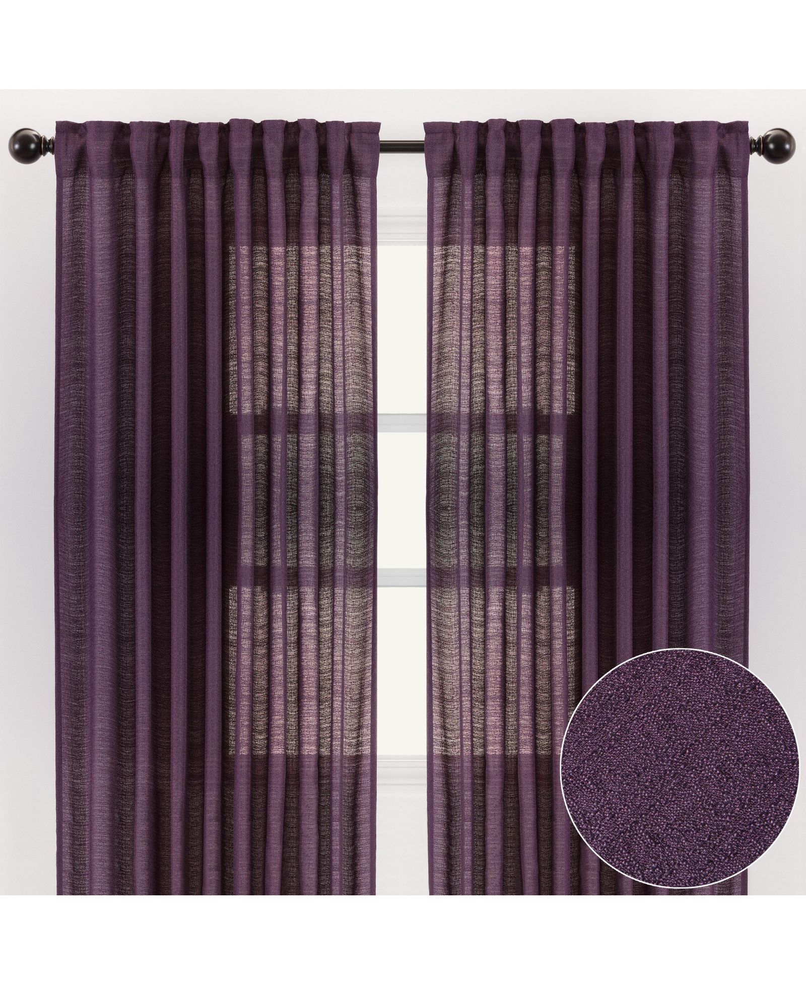 Шторы Chanasya 2-Panel Faux Belgian Flax Semi-Sheer Textured